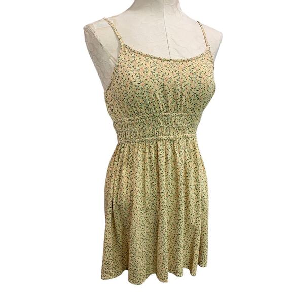 Small American Eagle Sundress Yellow Floral Banded Waist - Picture 1 of 9